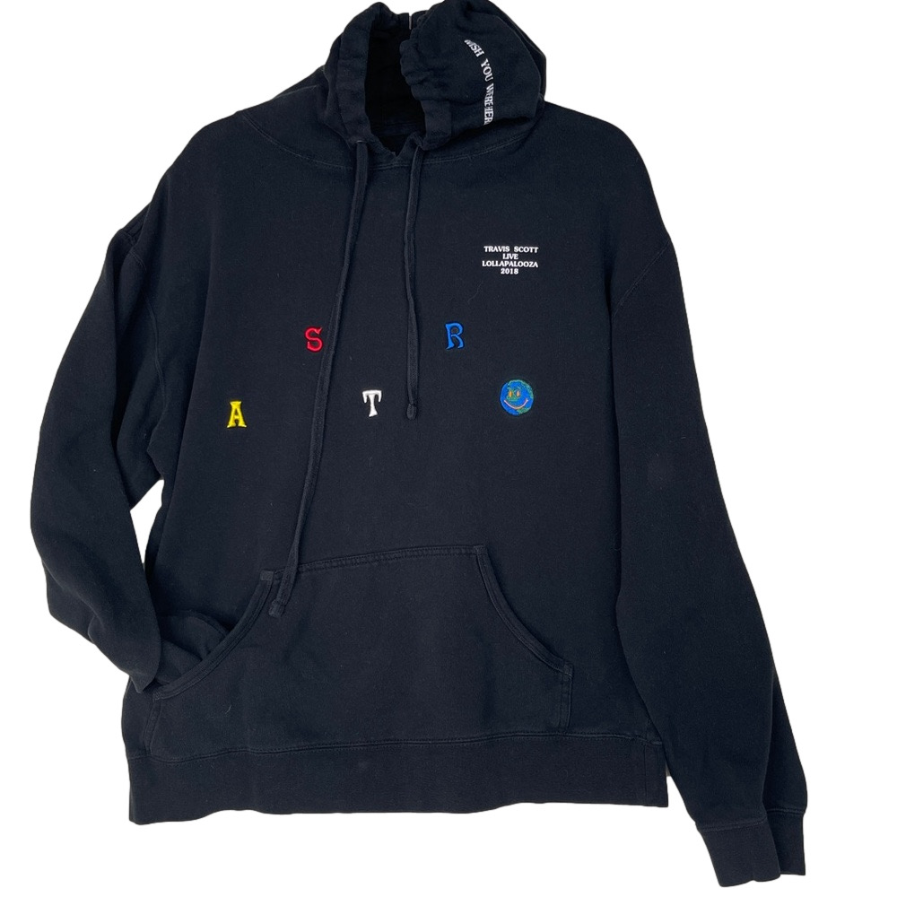 Travis Scott Astroworld Lollapalooza 2018 Hoodie Black Large